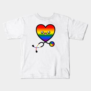 Stethoscope Emoji Heart Rainbow Kids T-Shirt